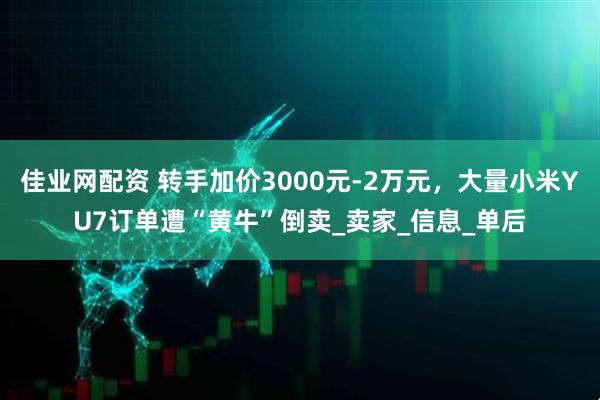 佳业网配资 转手加价3000元-2万元，大量小米YU7订单遭“黄牛”倒卖_卖家_信息_单后