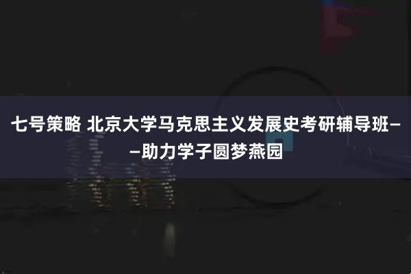 七号策略 北京大学马克思主义发展史考研辅导班——助力学子圆梦燕园